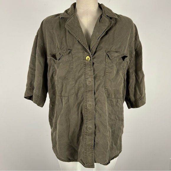 Babaton Casual Olive Green Button-Up Shirt S - Picture 3 of 11